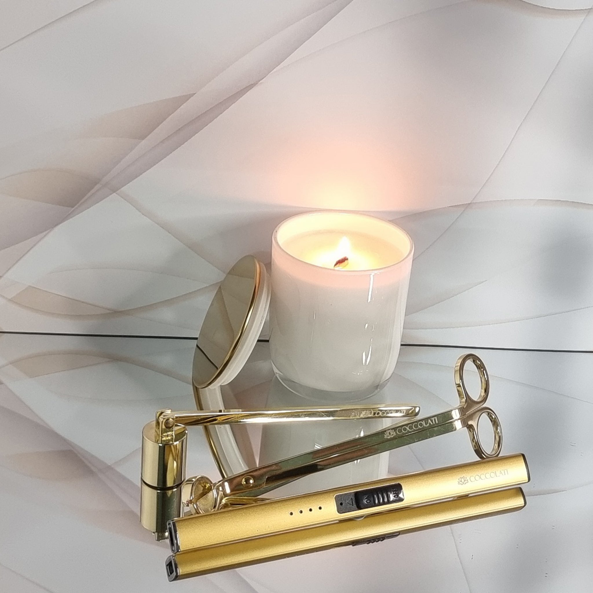 Set of Gold Candle Accessories