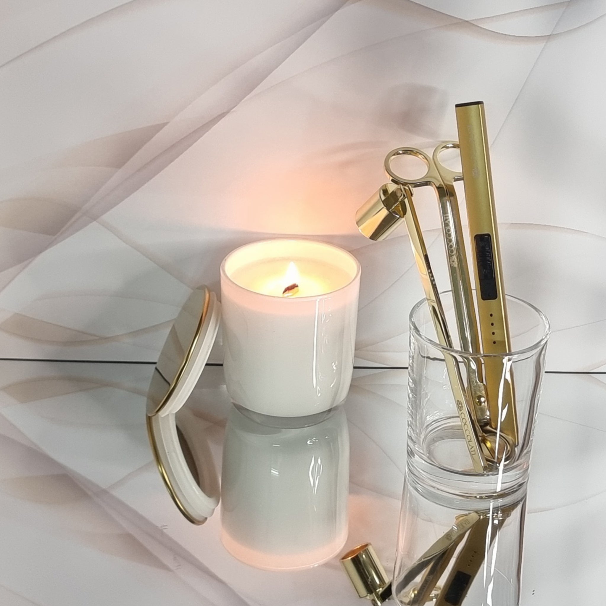 Set of Gold Candle Accessories