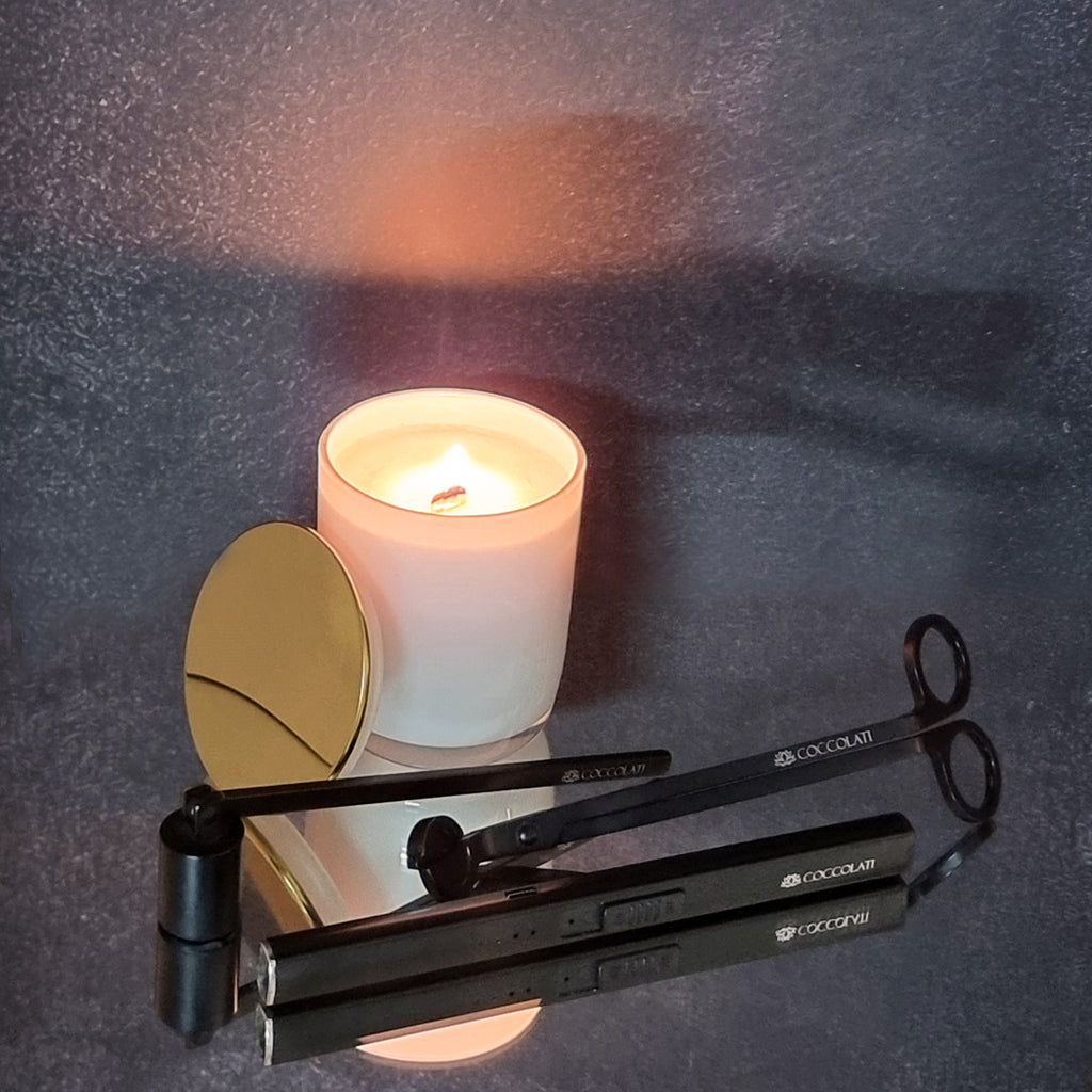 Set of Black Candle Accessories