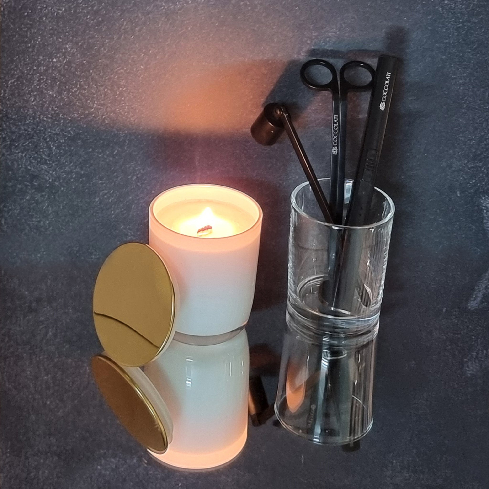 Set of Black Candle Accessories